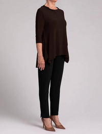 Sympli Flounce top with wide funnel collar in chocolate - women's long sleeve top - view 5