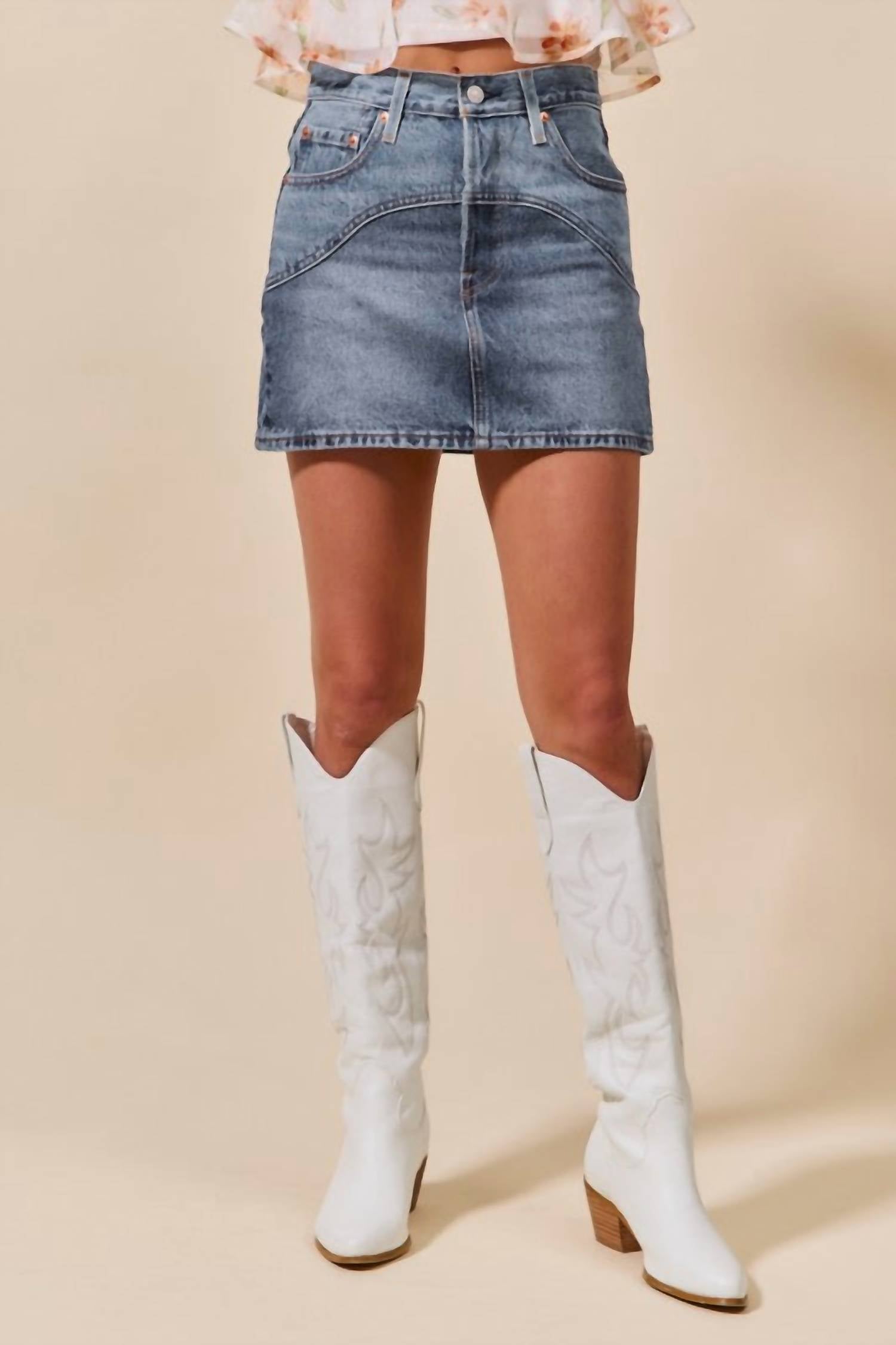 So Me - Washed Denim Mini Skirt