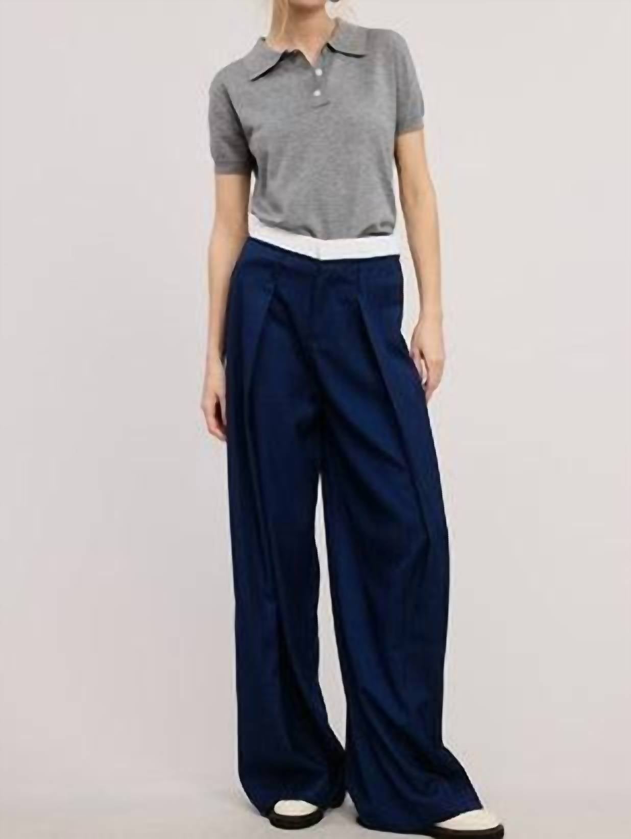 Mimosa Pinstripe High Rise Pant in navy - women's pants