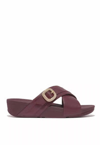 Fitflop - Women's Lulu Crystal-buckle Leather Cross Slides
