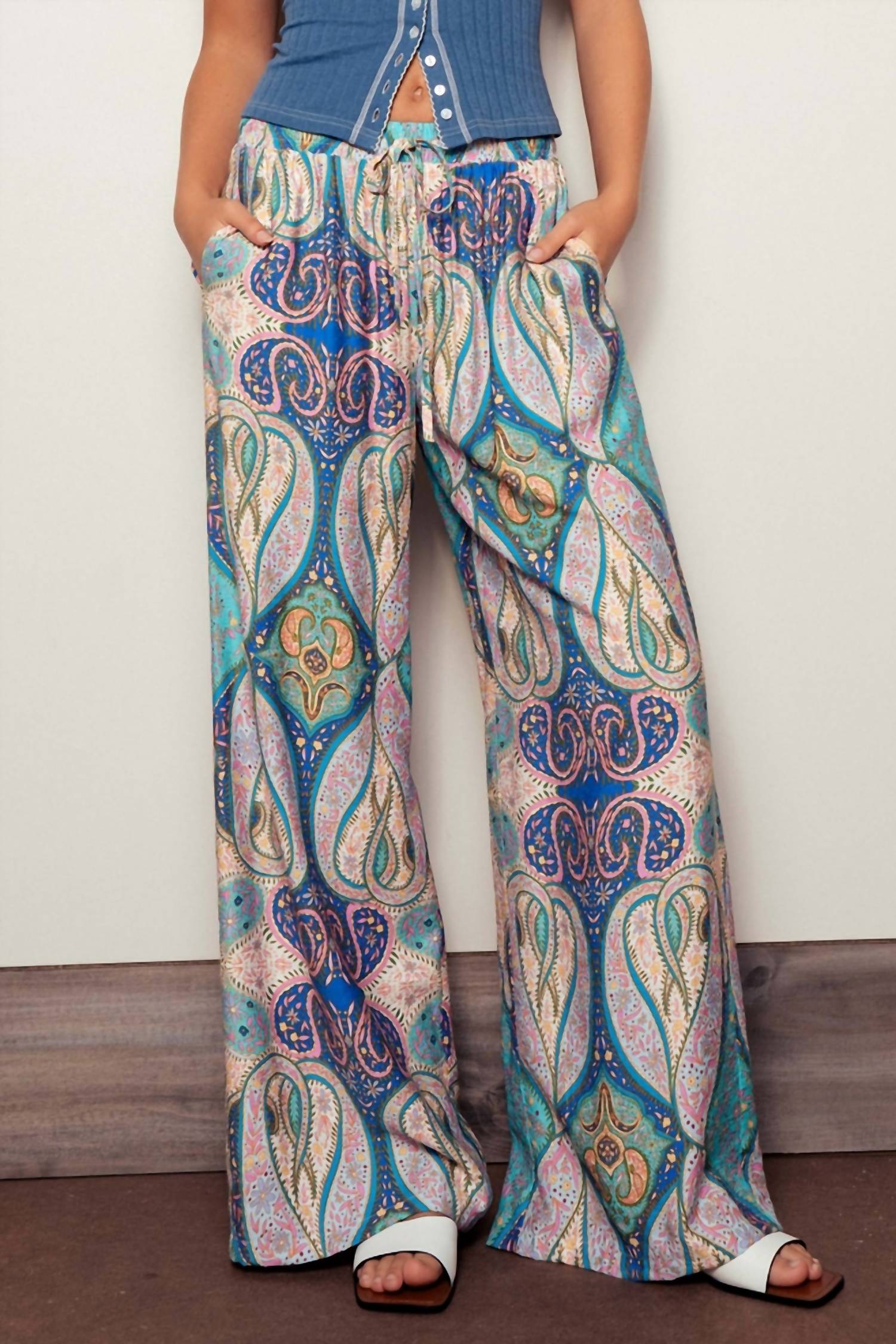 Urban Daizy - Paisley Print Wide-Leg Statement Pants