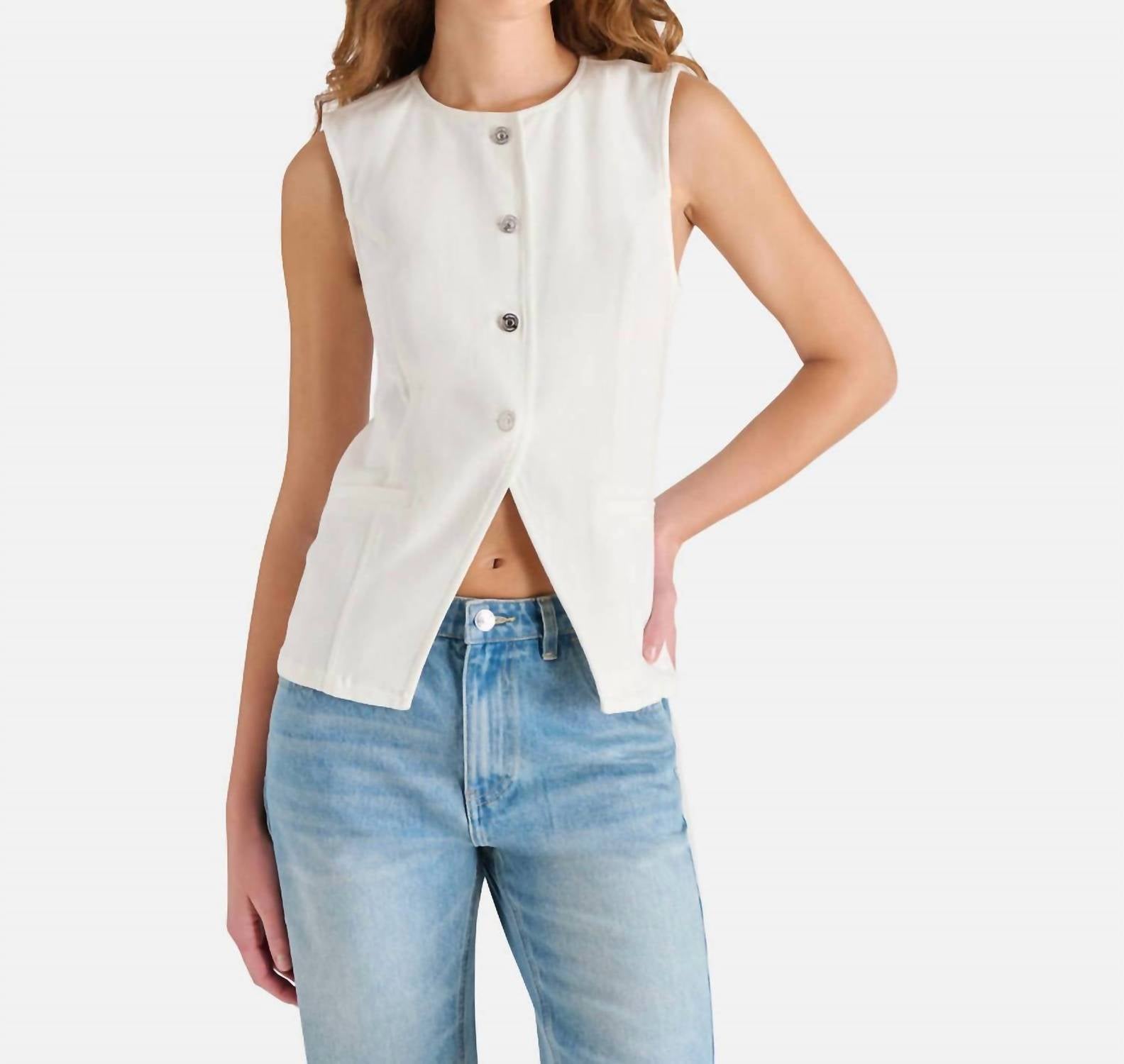 STEVE MADDEN Wesley Sleeveless Top in white - women's tank top