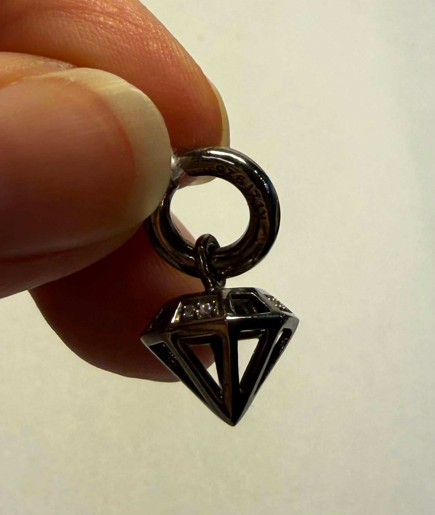 Story Jewellery - Women's Rhodium Plate Diamond Structure Charm
