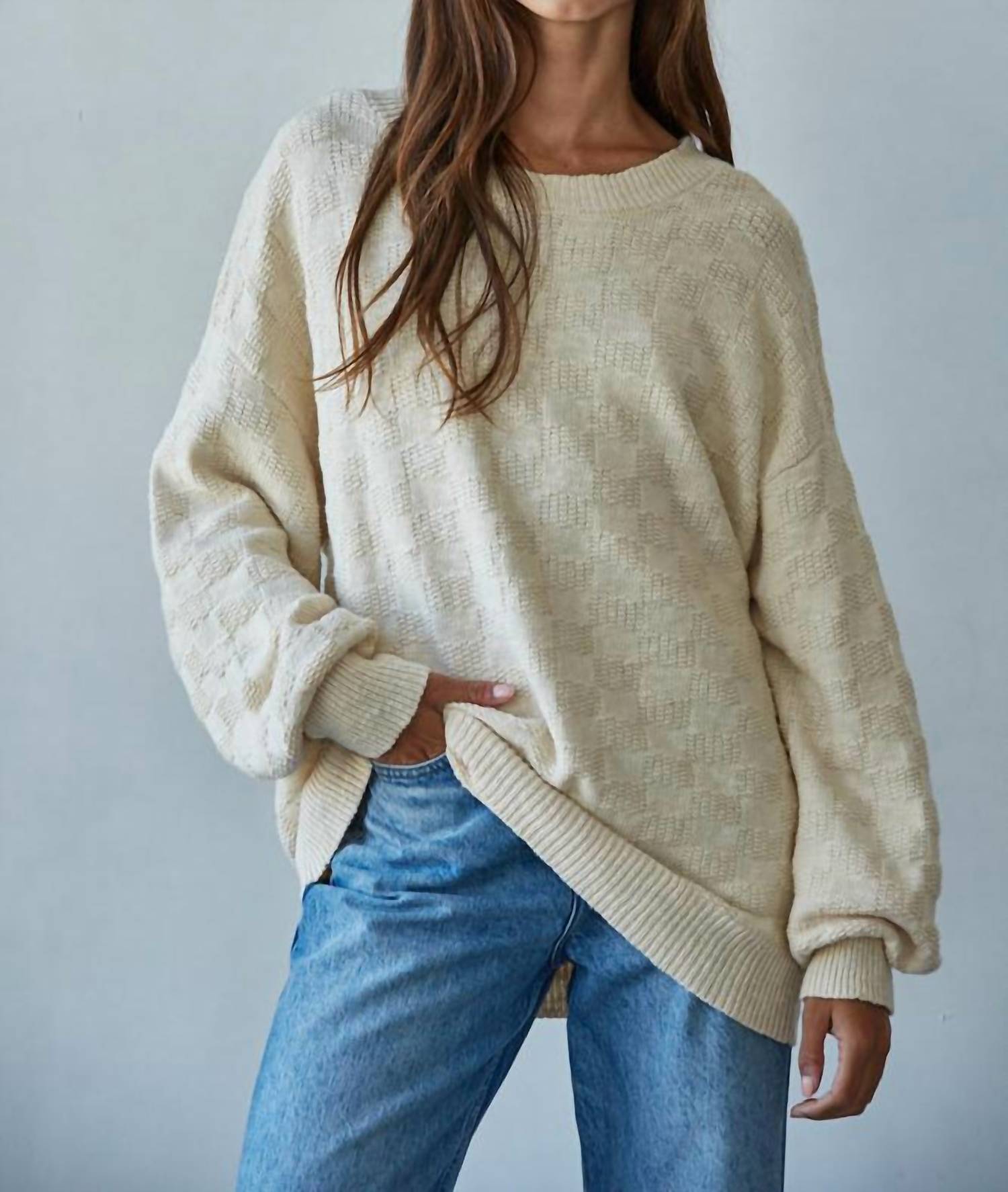 By Together - Iona Checkered Knit Pullover