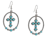 Montana West Women's Rustic Couture Cross Hoop Earrings in turquoise - women's jewelry