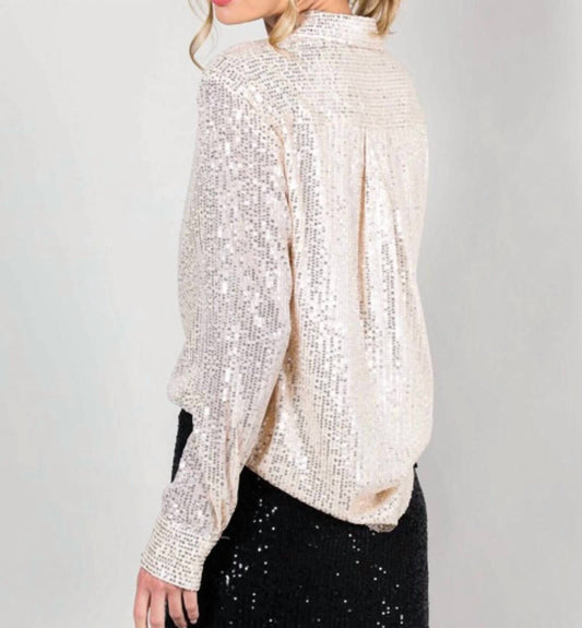 Vine & Love - Krista Long Sleeve Sequin Blouse