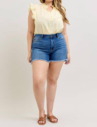 Judy Blue High Waist Slim Denim Short in blue 2 - women's shorts - view 5