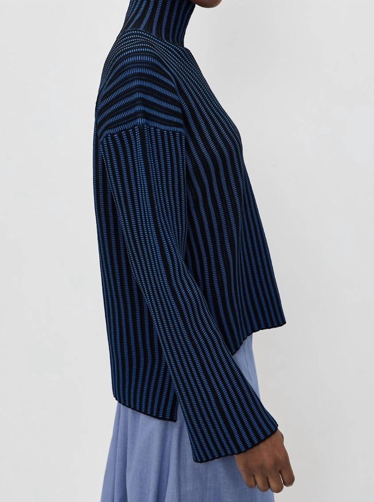 Proenza Schouler White Label Elysia Ladder Stripe Knit Sweater in blue black - women's sweater - alternate view