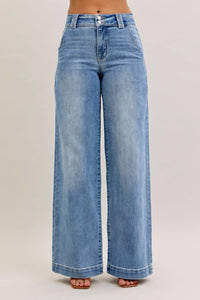 Judy Blue - Double Button Wide Denim Jeans