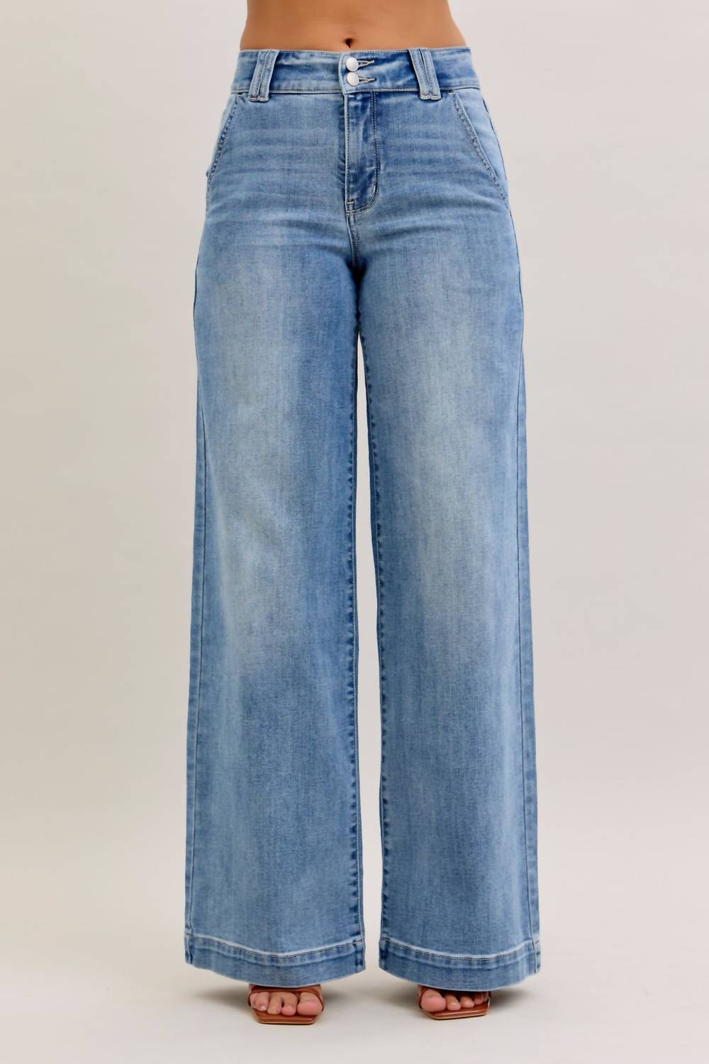 Judy Blue - Double Button Wide Denim Jeans