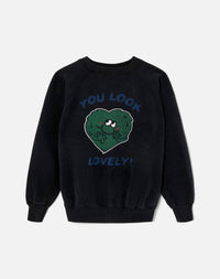 Re/Done - Upcycled You Look Lovely Green Monster Sweatshirt