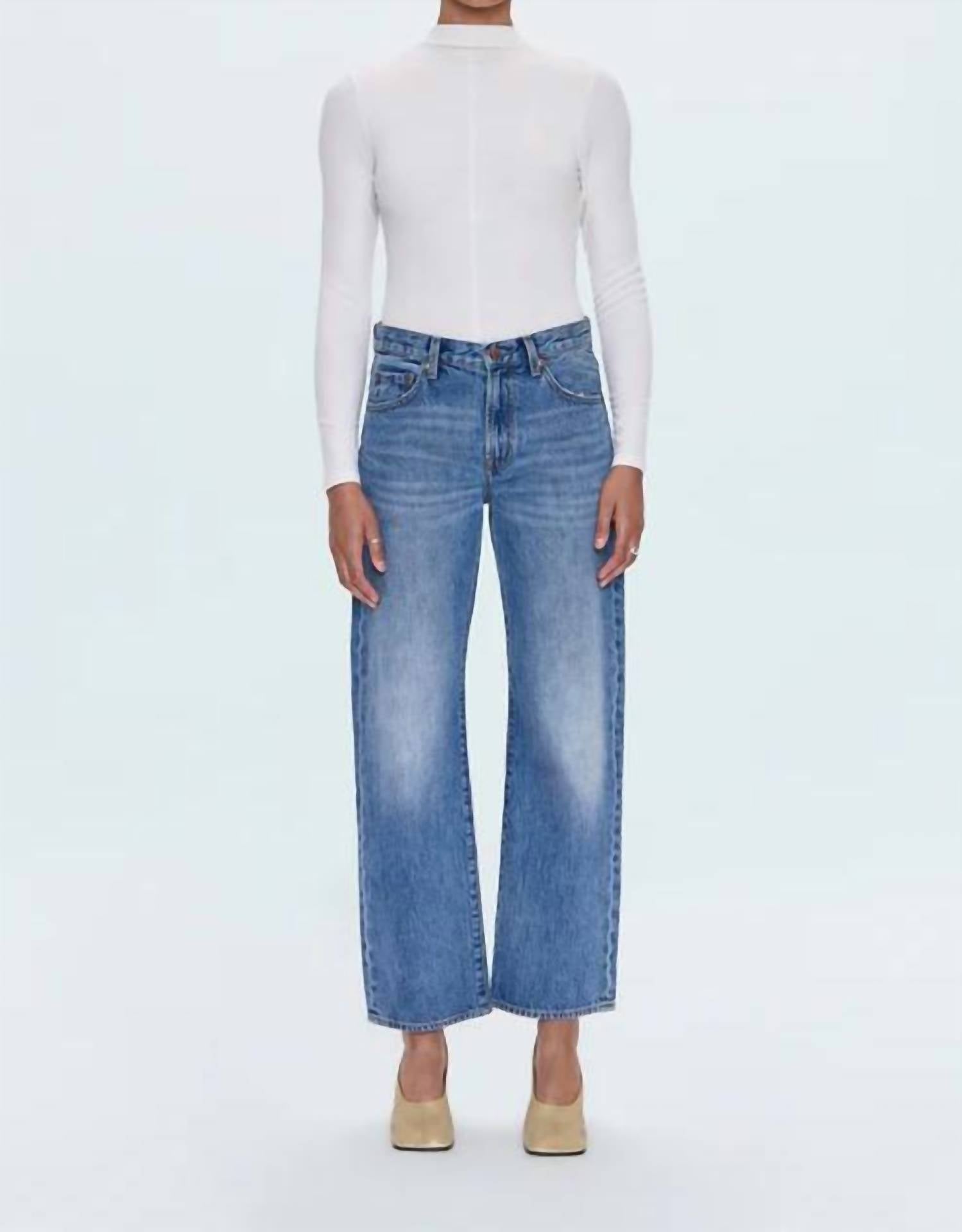 PISTOLA Lexi Mid Rise Bowed Straight Jean in metropolis - women's jeans