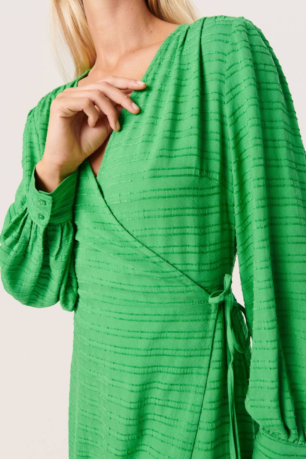 Soaked In Luxury - Catina Long Sleeve V-neck Wrap Dress