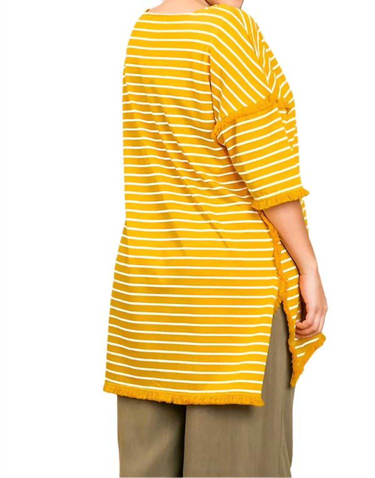 Umgee - Striped & Fringed Top