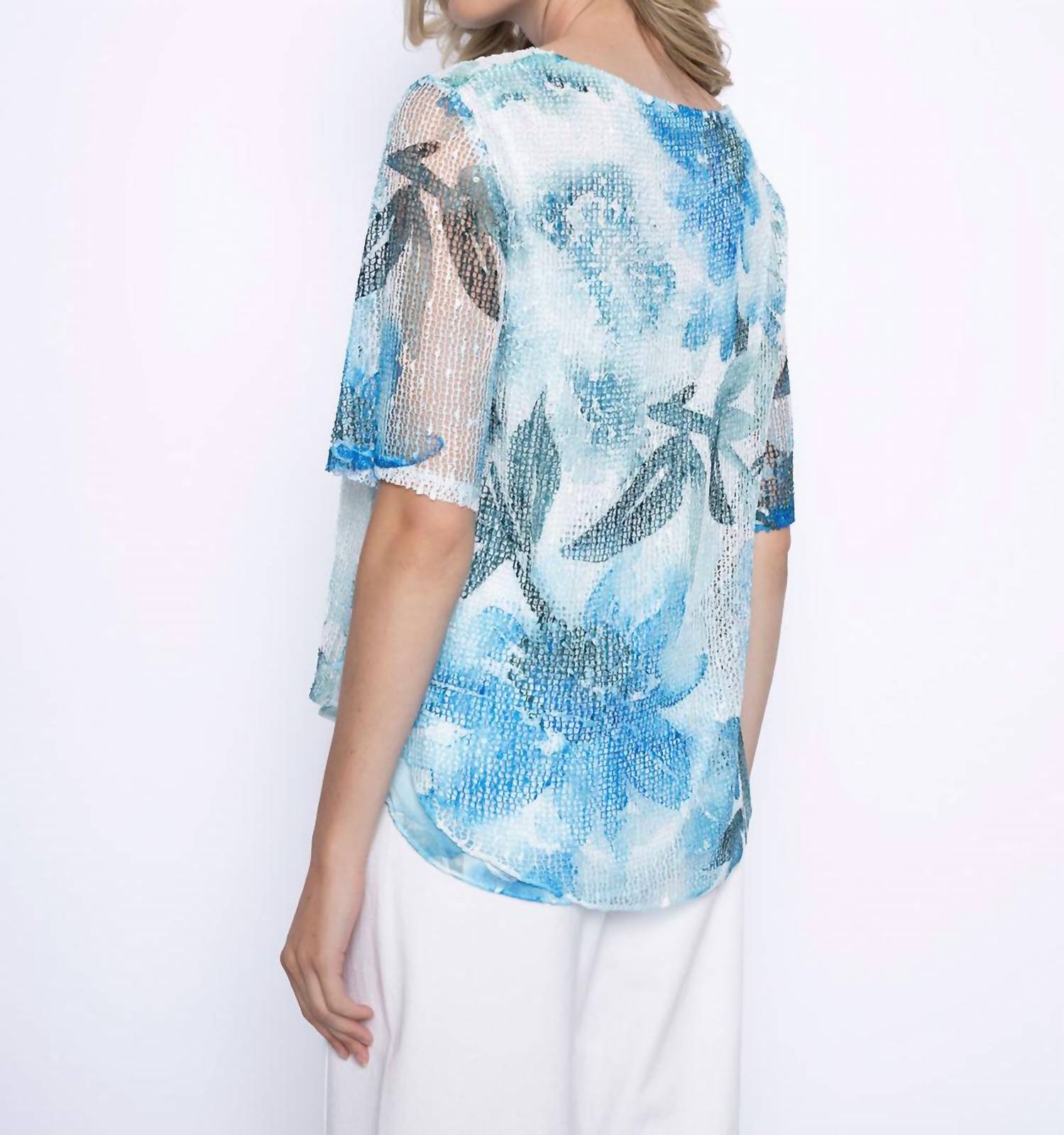 Picadilly - Floral Netted Half Sleeve Top
