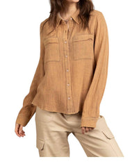 New In - Crinkle Gauze Button Down Shirt