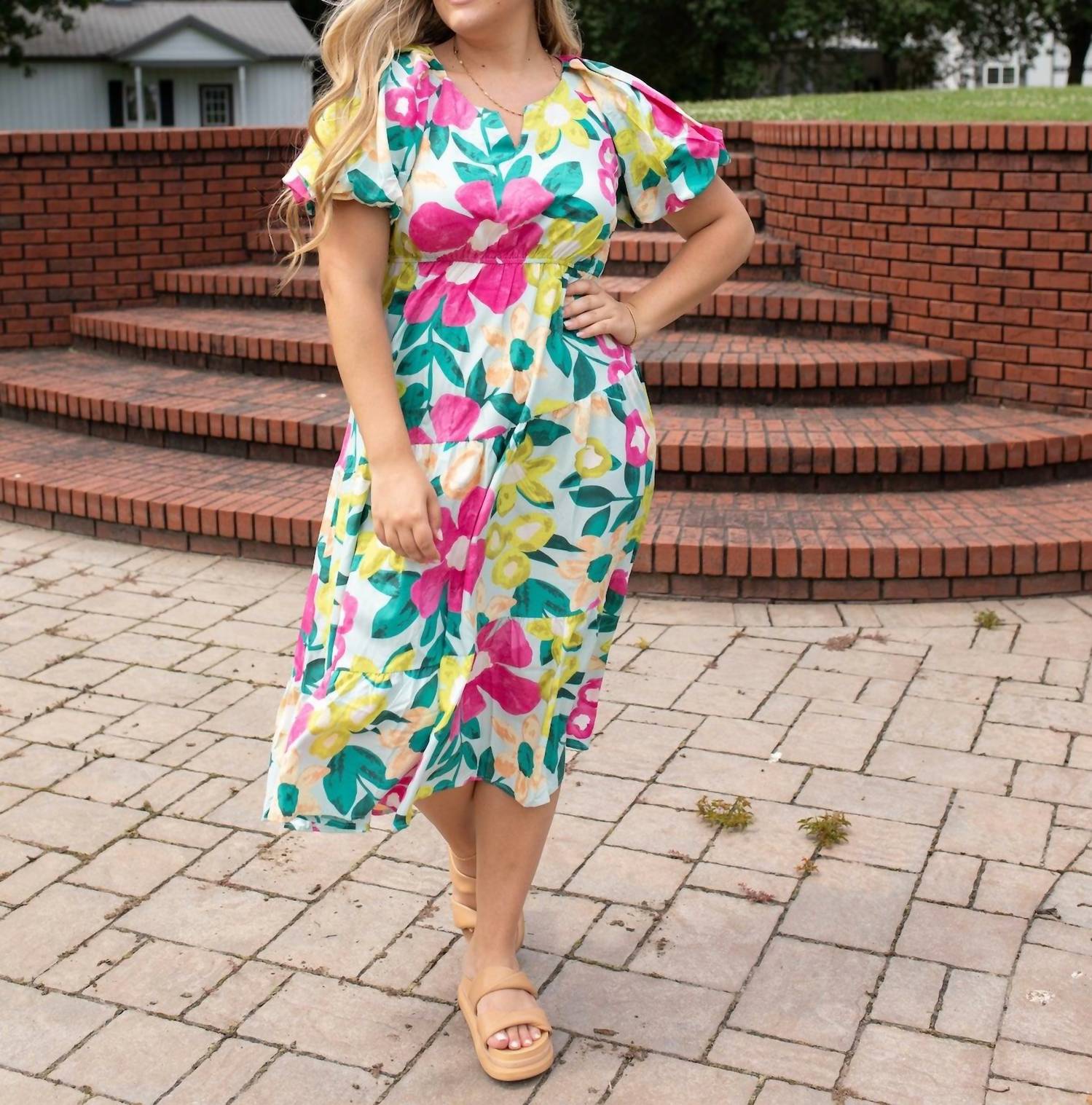 umgee Mint Bliss Midi Dress in multicolor - women's dress