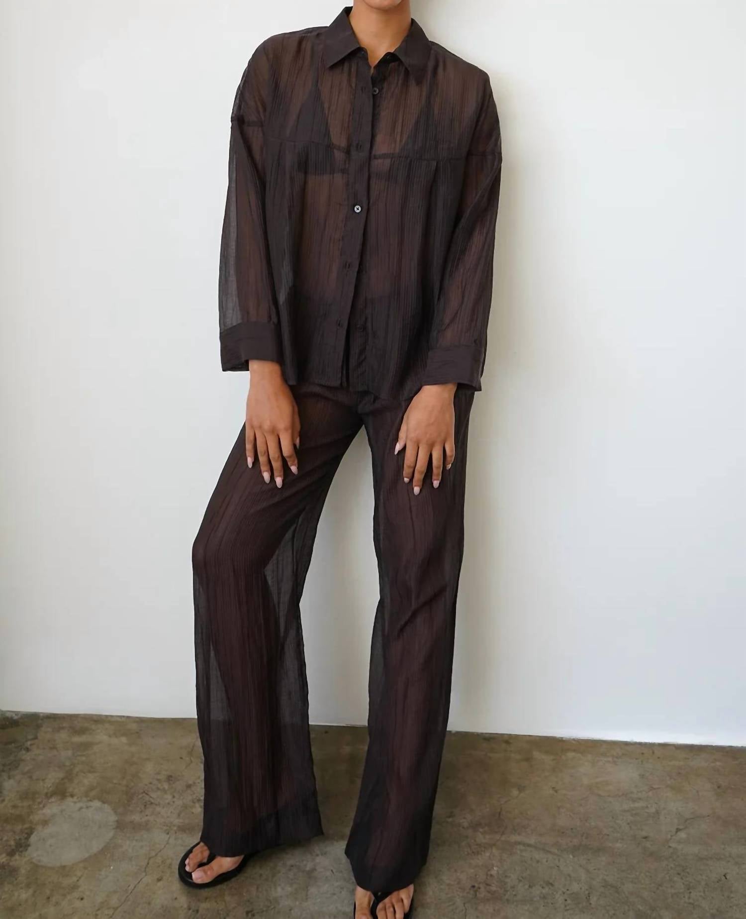 Lna - Sylvee Sheer Button Up