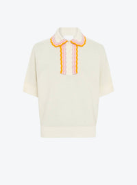 Molli - Rickrack Collar Loose-fitting Knit Top