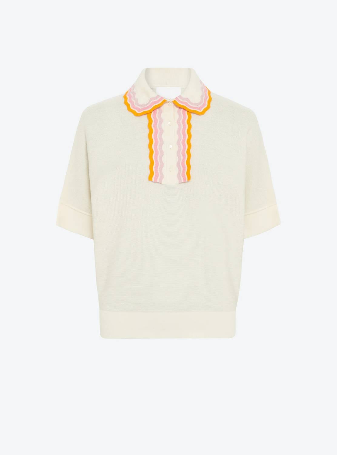 Molli - Rickrack Collar Loose-fitting Knit Top