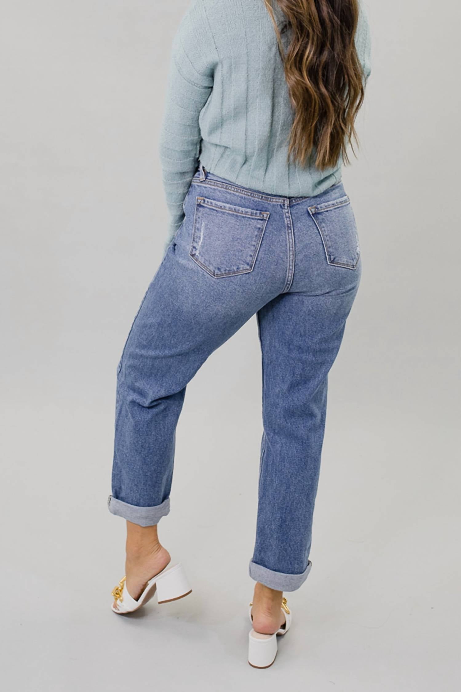 Cello - Dirty Looks High Rise Cuff Mom Jeans