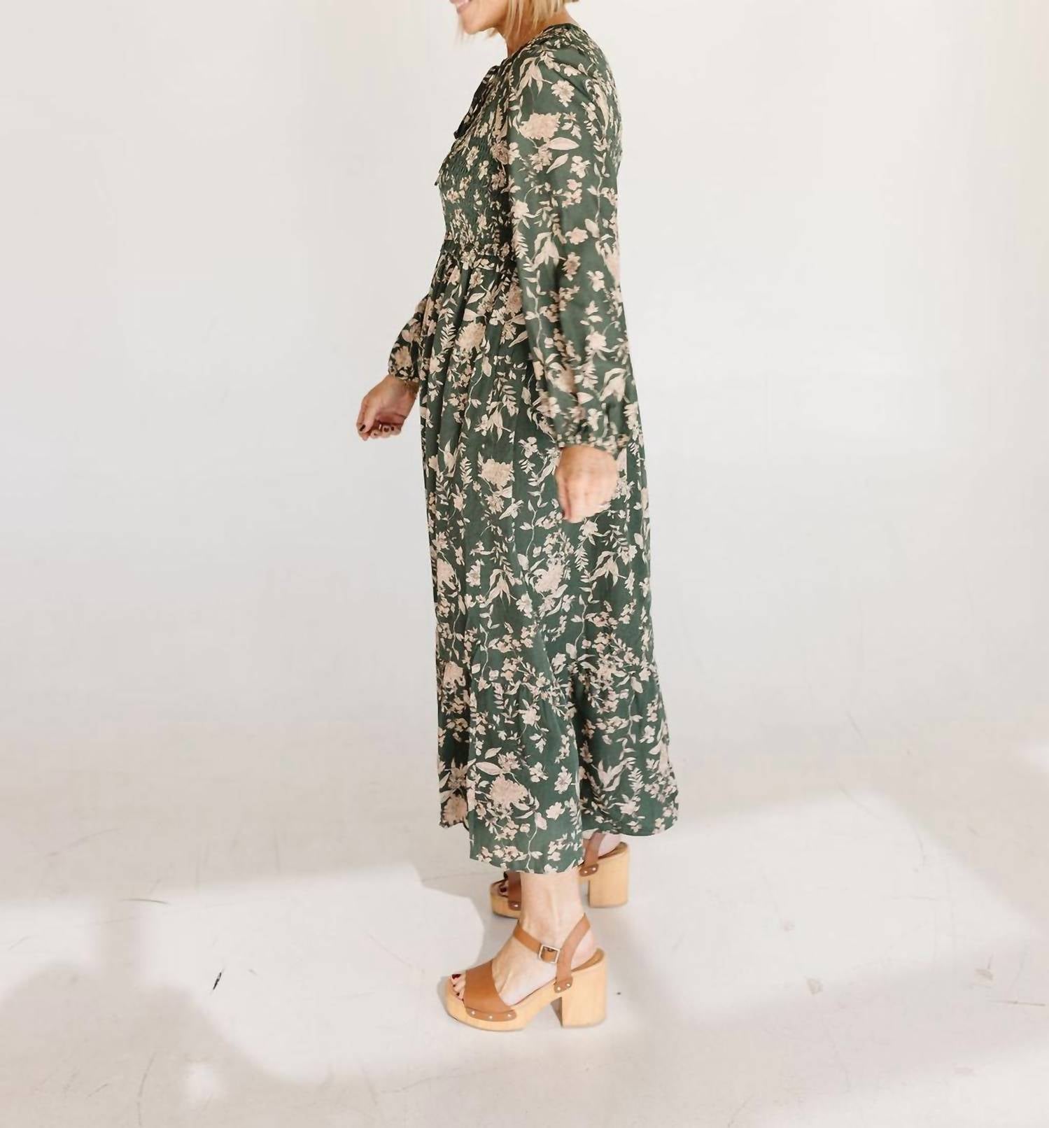 Polagram Rayne Maxi Dress in green - women's dress - detail view