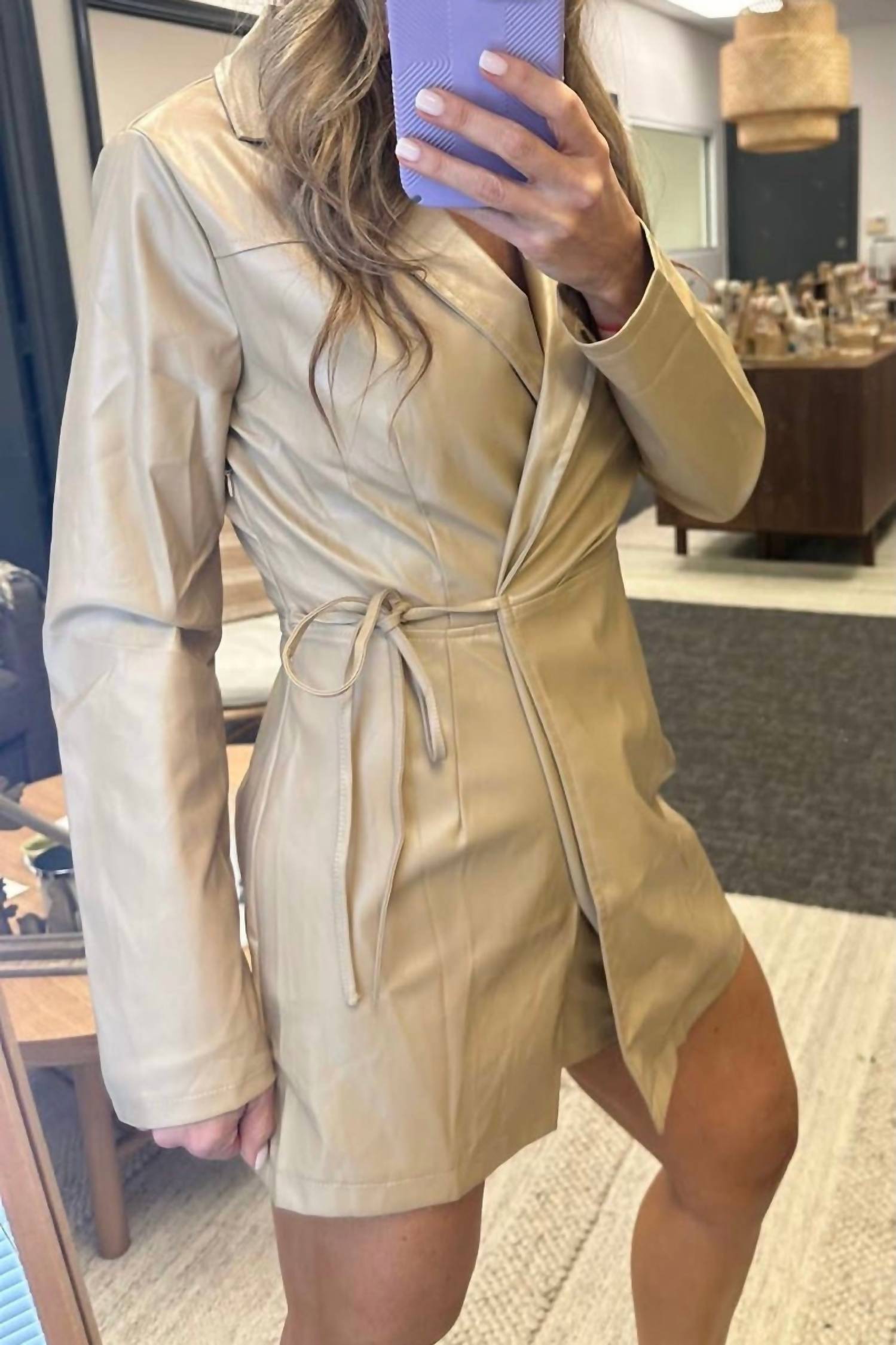 Art & Love Usa - Faux Leather Longsleeve Romper