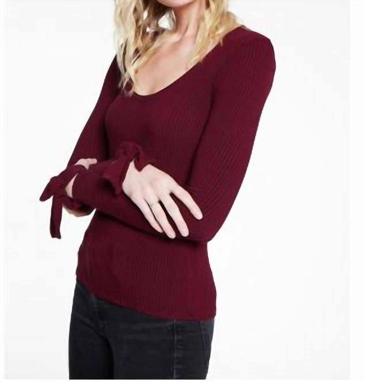 Project Social T - Sweet & Sassy Ribbed Tie Sleeve Top