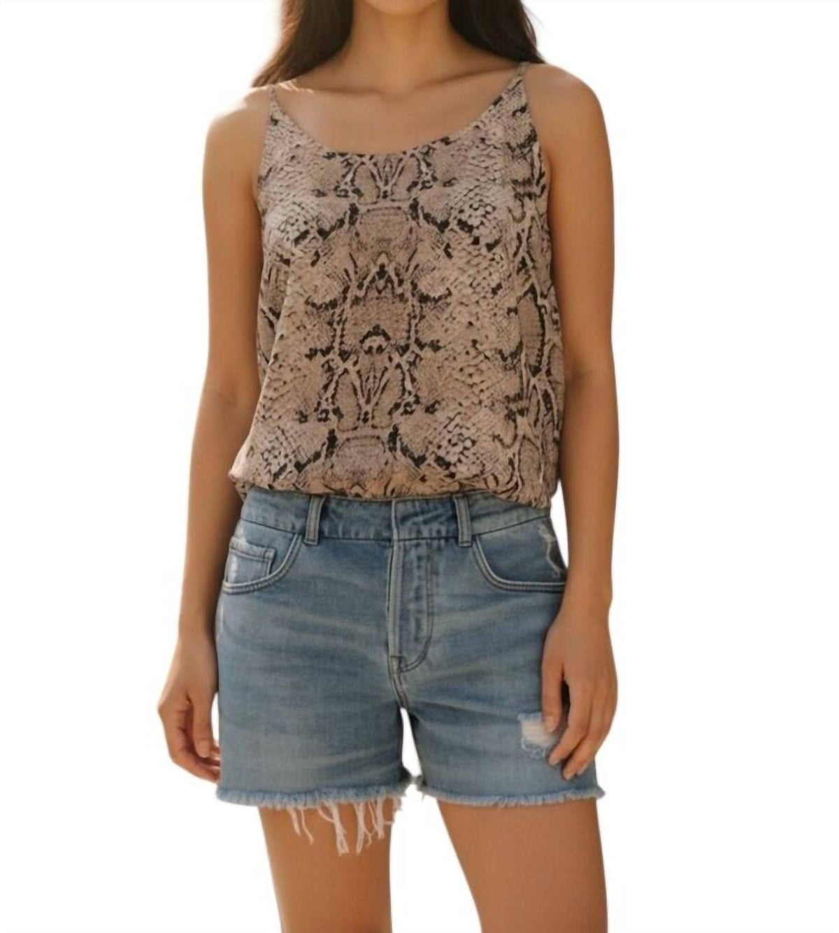 3X1 - Stripped Shelter Distressed Denim Shorts