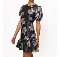 hutch Rayan Mini Dress in navy vining buds - women's dress - detail view