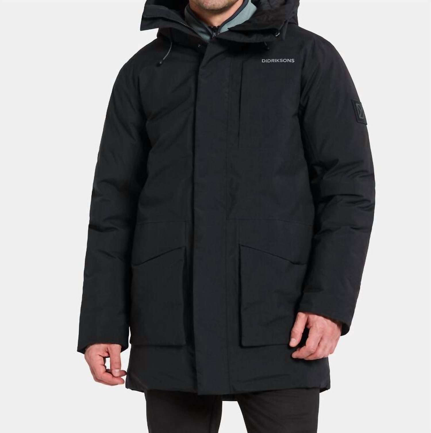Didricksons Akilles Hooded Parka Coat in black - men's jacket