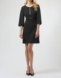 Joseph Ribkoff Scuba Crepe And Leatherette A-line Dress in black 1 - women's dress