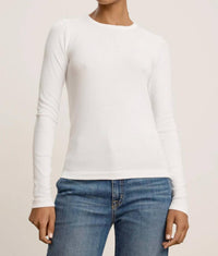 Velvet by Graham & Spencer Camino Modal Rib Tee in white - women's long sleeve top