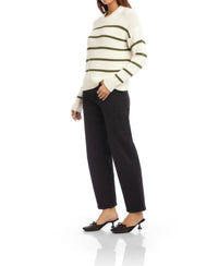 Fifteen Twenty Luca Crewneck Sweater in stripe 2 - women's sweater - detail view