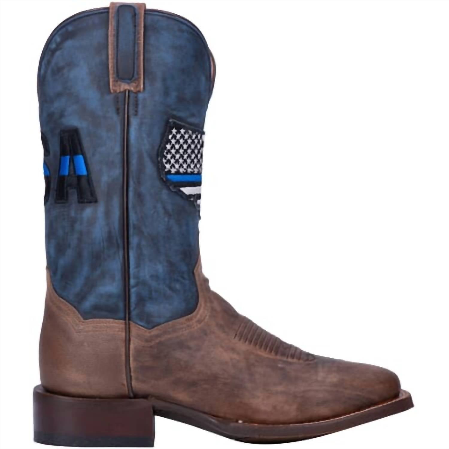 DAN POST. Men's Thin Line Western Boots in navy brown - men's boots