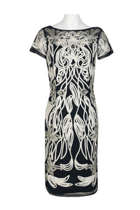 Js Collections - Art Nouveau Illusion Embellished Mesh Dress