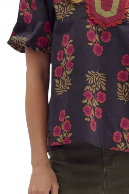 Entro - Cranberry Blooms Blouse