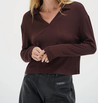 Lna - Neve Ribbed Long Sleeve Polo Shirt
