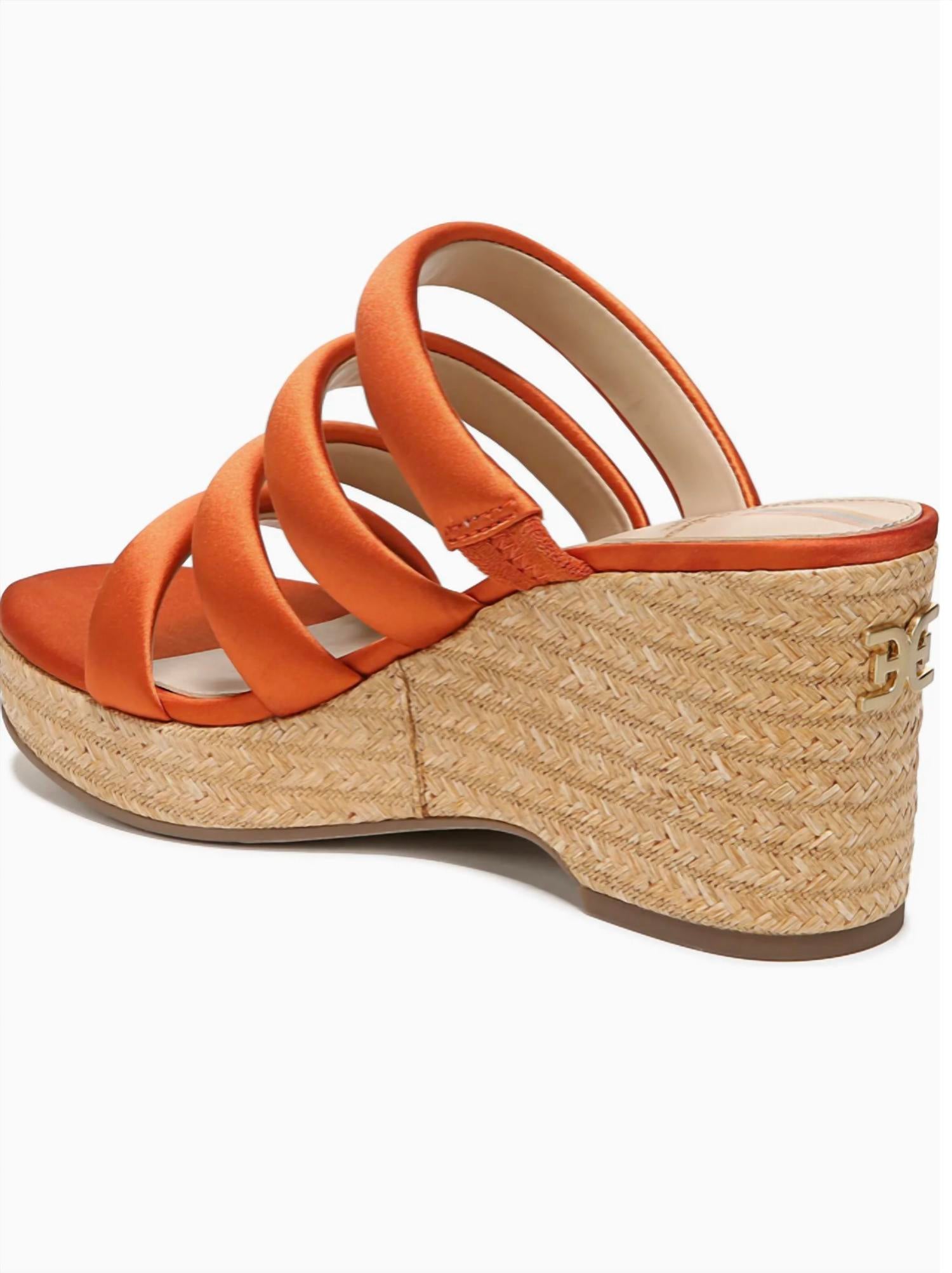 Sam Edelman Women's Yuki Wedges in orange satin - women's shoe - view 4