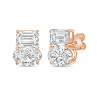 Diana M Jewels - Women's Emerald & Oval Lab-grown Diamond Stud Earrings (3.00 Tcw) - Signature