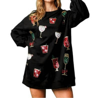 Fantastic Fawn - Holiday Cheer Embellished Sweatshirt Dress