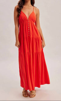 Hem & Thread - V-neck Tiered Maxi Dress
