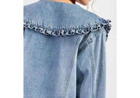 Style Usa - Mineral Washed Sailor Collar Denim Jacket