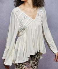 Pol - Lace-Trimmed Boho Blouse
