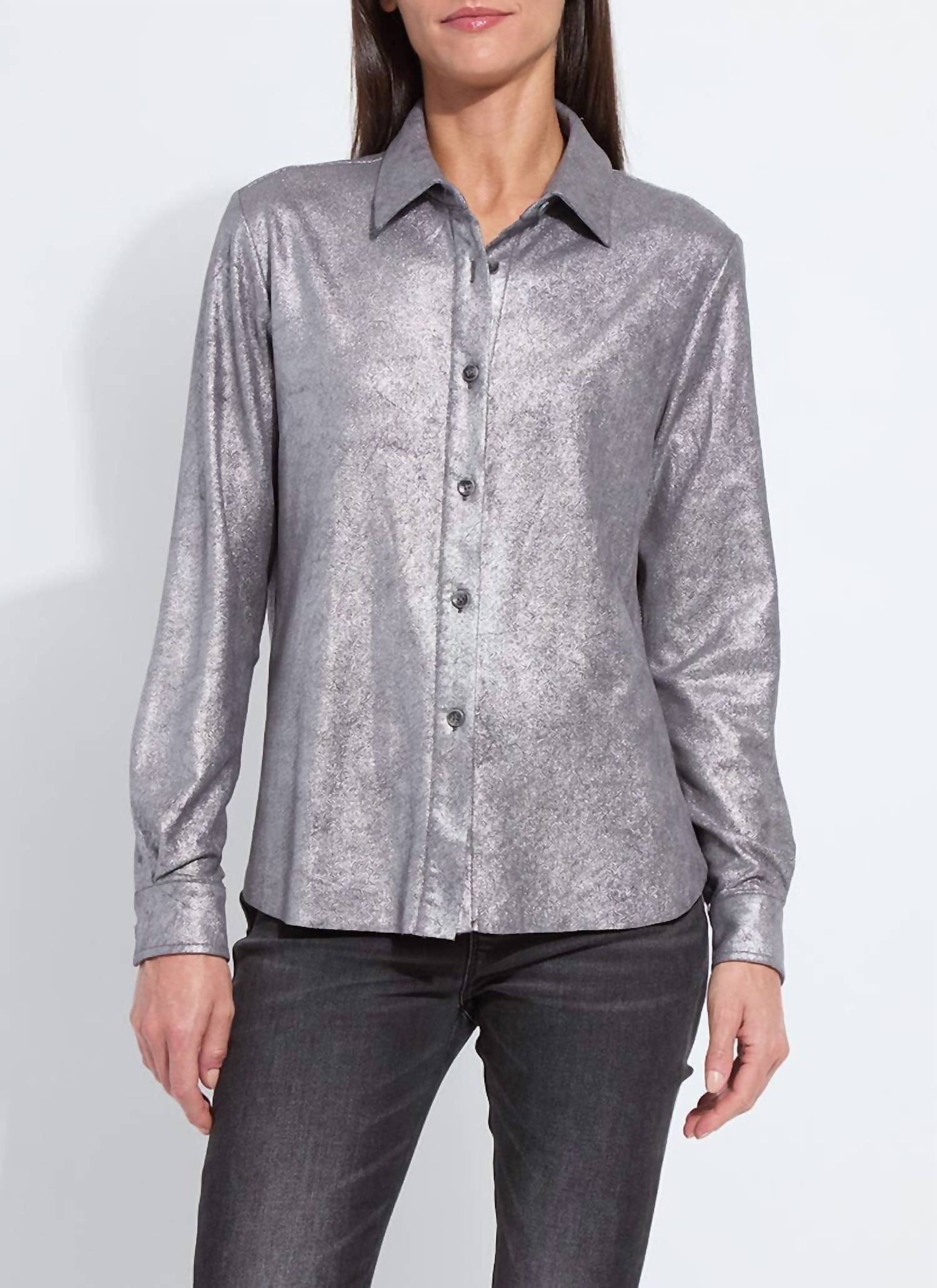 Lysse - Women's Connie Patent Foil Vegan Suede Shacket
