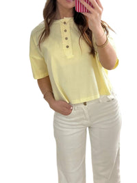 Blu Pepper - Boxy Short Sleeve Henley Crop Top