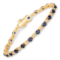 Diana M Jewels Women's Oval Natural Sapphire Bracelet (4.82 Ct) - Statement in 14k yellow gold - women's jewelry