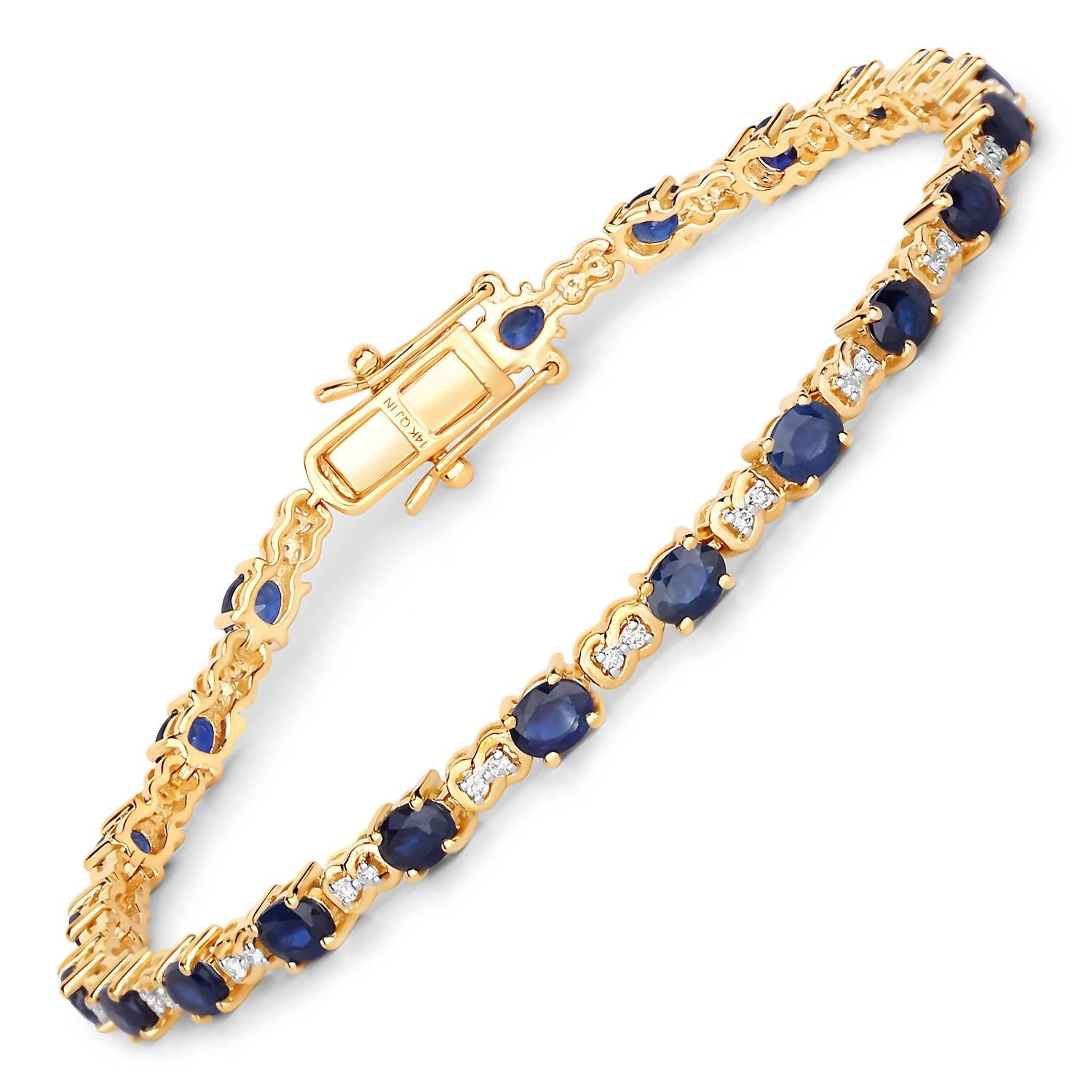 Diana M Jewels Women's Oval Natural Sapphire Bracelet (4.82 Ct) - Statement in 14k yellow gold - women's jewelry