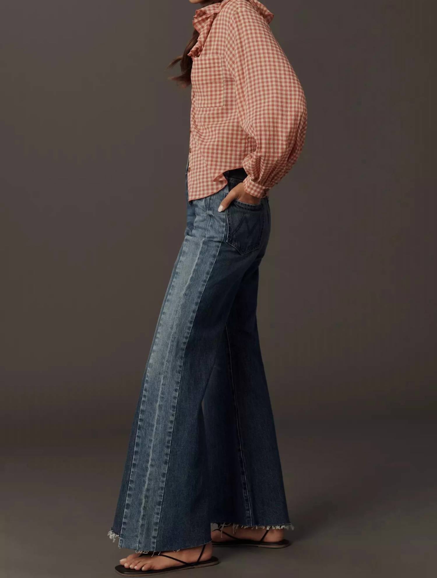 Mother The Tux Sidestepper Sneak Fray Jeans in double take - women's jeans - detail view