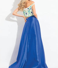 Rachel Allan - Floral Embroidered Two-piece Mikado Gown